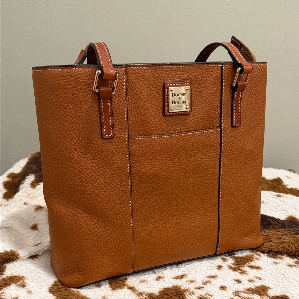 Dooney & Bourke French Caramel Lexington Pebble Grain Leather Tote Bag/ Like New - Picture 1 of 16